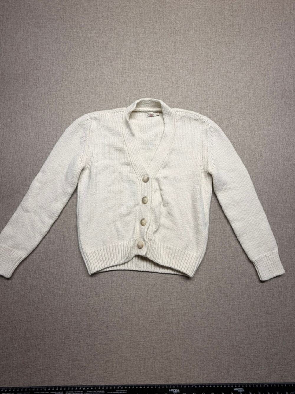 aberty Small Ivory Cable Knit Cardigan Sweater Button Front Grandpa Preppy